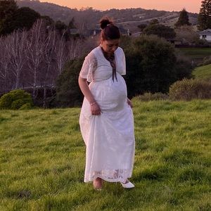 Maternity white lace dress
